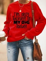 Cotton-Blend Long Sleeve Letter Blouses&shirts - Noracora