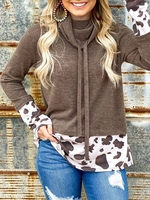Cotton-Blend Long Sleeve Printed Blouses&shirts - Noracora