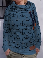 Cotton-Blend Round Neck Casual Long Sleeve Causal Tops