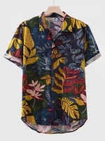 Cotton-Blend Shirt Collar Printed Men-Shirts - Noracora