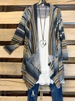 Cotton-Blend Striped Casual Cardigans - Noracora