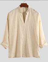 Cotton Stand Collar Solid Men-Shirts - Noracora