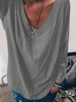 Cotton V Neck Causal Tops - Noracora