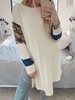 Creamy White Crew Neck Long Sleeve Causal Tops - Noracora