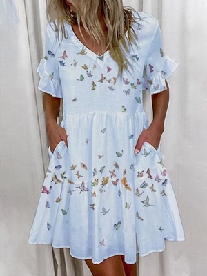 Crew Neck A-Line Butterfly
Short Sleeve Shorts - Noracora