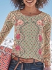 Crew Neck Boho Long Sleeve Blouses&shirts - Noracora