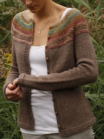 Crew Neck Casual Cardigans