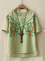 Crew Neck Casual Embroidered System