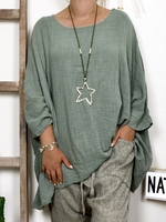 Crew Neck Casual Long Sleeve Causal Tops - Noracora