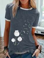 Crew Neck Casual Polyester Cotton Short Sleeve T-Shirts - Noracora