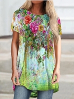 Crew Neck Casual Short Sleeve T-Shirts - Noracora