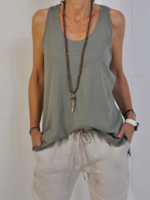 Crew Neck Casual Sleeveless Tanks & Camis - Noracora
