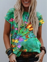 Crew Neck Casual T-Shirts - Noracora