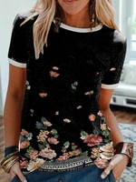 Crew Neck Casual T-Shirts - Noracora