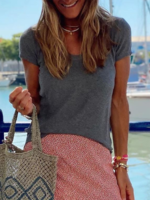 Crew Neck Casual T-Shirts - Noracora