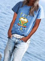 Crew Neck Casual T-Shirts - Noracora