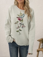 Crew Neck Cotton-Blend Casual Hoodies & Sweatshirts