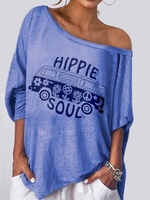 Crew Neck Half Sleeve Cotton Causal Tops