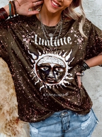 Crew Neck Holiday Shift Short Sleeve T-Shirts - Noracora