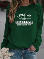 Crew Neck Letter Long Sleeve Sweatshirts &pullover - Noracora