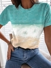 Crew Neck Ombre Loose T-Shirts
