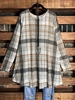 Crew Neck Plaid Long Sleeve Casual Tops - Noracora