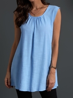 Crew Neck Plain Boho Tanks & Camis - Noracora