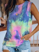 Crew Neck Printed Sleeveless Casual Tanks & Camis - Noracora