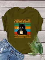 Crew Neck Shift Cotton Holiday T-Shirts - Noracora