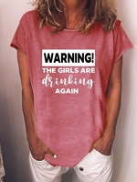 Crew Neck Short Sleeve Letter T-Shirts - Noracora