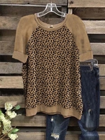 Crew Neck Short Sleeve Shift Cotton-Blend T-Shirts - Noracora