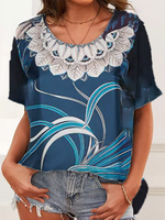 Crew Neck Short Sleeve Shift T-Shirts - Noracora