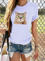 Crew Neck Short Sleeve Statement Shift T-Shirts - Noracora