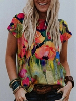 Crew Neck Short Sleeve T-Shirts - Noracora