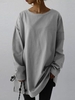 Crew Neck Vintage Plain Hoodies & Sweatshirts - Noracora