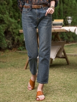 Denim Blue Simple & Basic Pockets Plain Cotton-Blend Bottoms