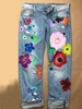 Denim Floral Loose Denim&jeans
