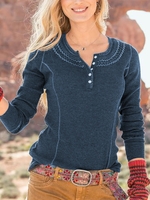 Embroidered Casual Causal Tops