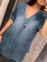 Fashion Cotton-Blend Short Sleeve Causal Tops