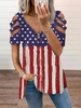 Flag V Neck Loose Jersey T-Shirts