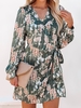 Floral Boho Spring/Fall V neck Natural No Elasticity Vacation Regular Fit Long Sleeve Dresses for Women
