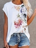 Floral Casual Crew Neck Jersey Tunic T-shirts