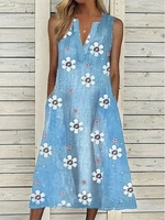 Floral Casual Denim Midi