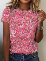 Floral Casual Jersey Loosen T-Shirts