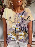 Floral Casual T-Shirts - Noracora