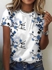 Floral Cotton-Blend Fit Boho T-Shirts