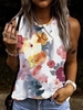 Floral Jersey Casual Crew Neck Tanks & Camis