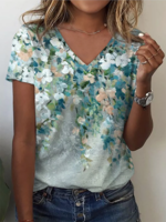 Floral Jersey Casual Loose T-Shirts