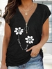 Floral Jersey Casual V Neck T-Shirts