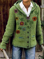 Floral Long Sleeve Casual Cardigans - Noracora